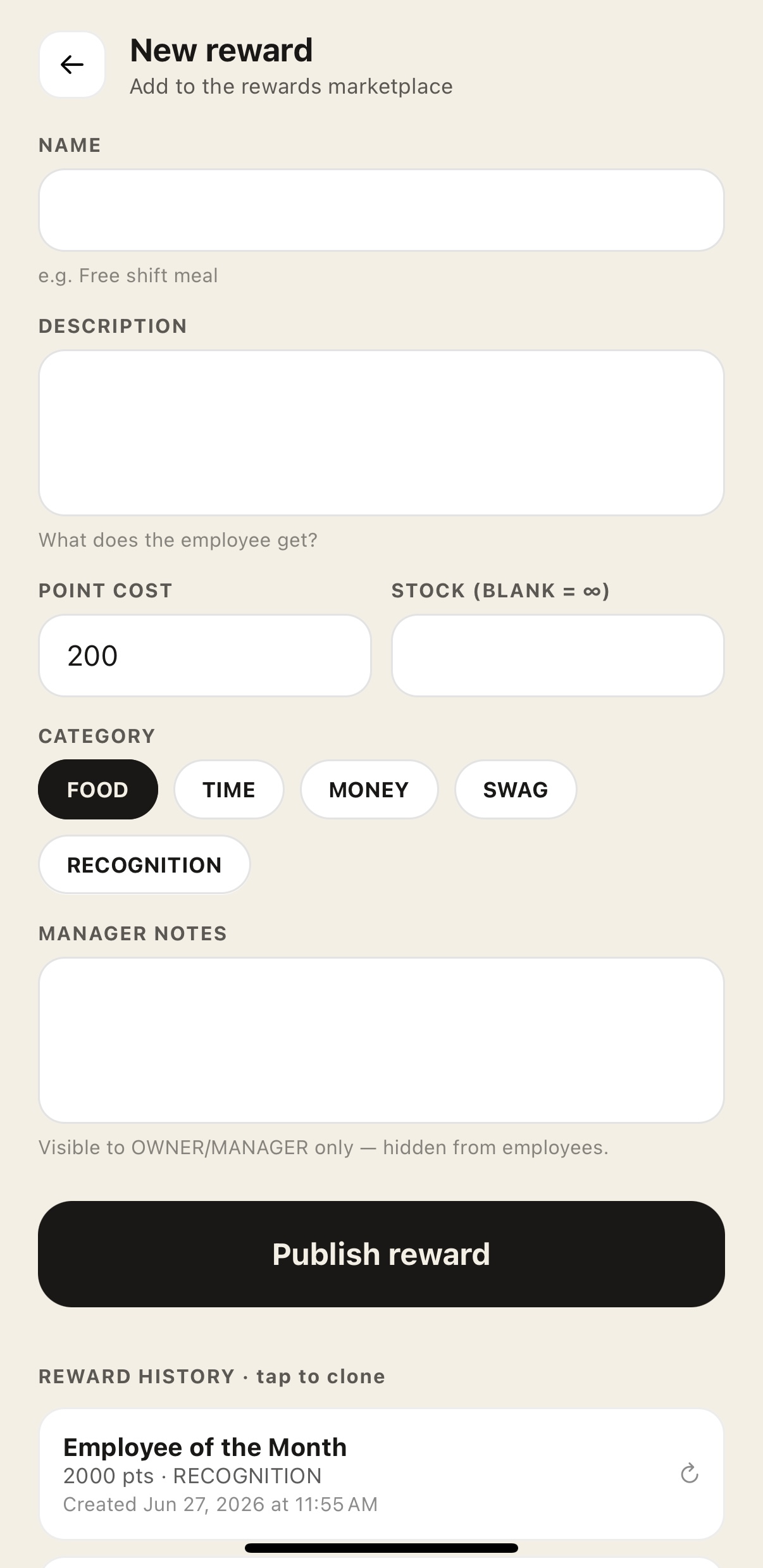 Rewards marketplace builder